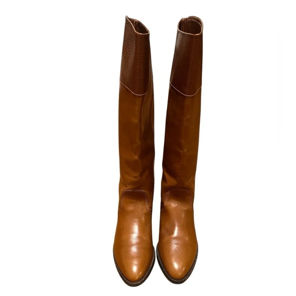 Enzo Angiolini Boots Women’s Sz 5.5 Tall Knee High Flats Pull On Brown